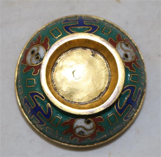 A Chinese cloisonne enamel incense box and cover & a pair of seals